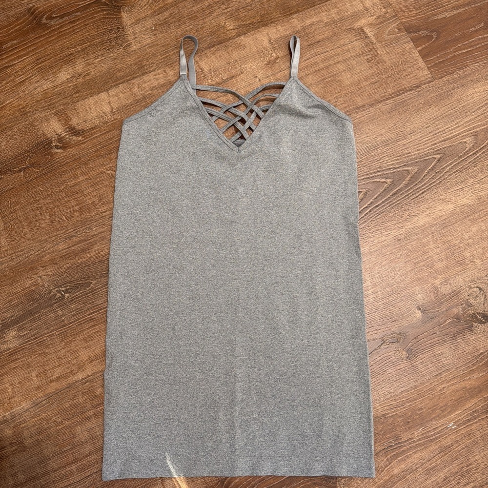 Zenana Seamless Triple Criss-Cross Cami Top Womens Charcoal Gray 1X/2X NT-6651X